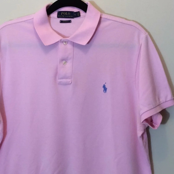 Polo by RL Custom Fit Pink Shirt Blue Pony Size L - Picture 1 of 9